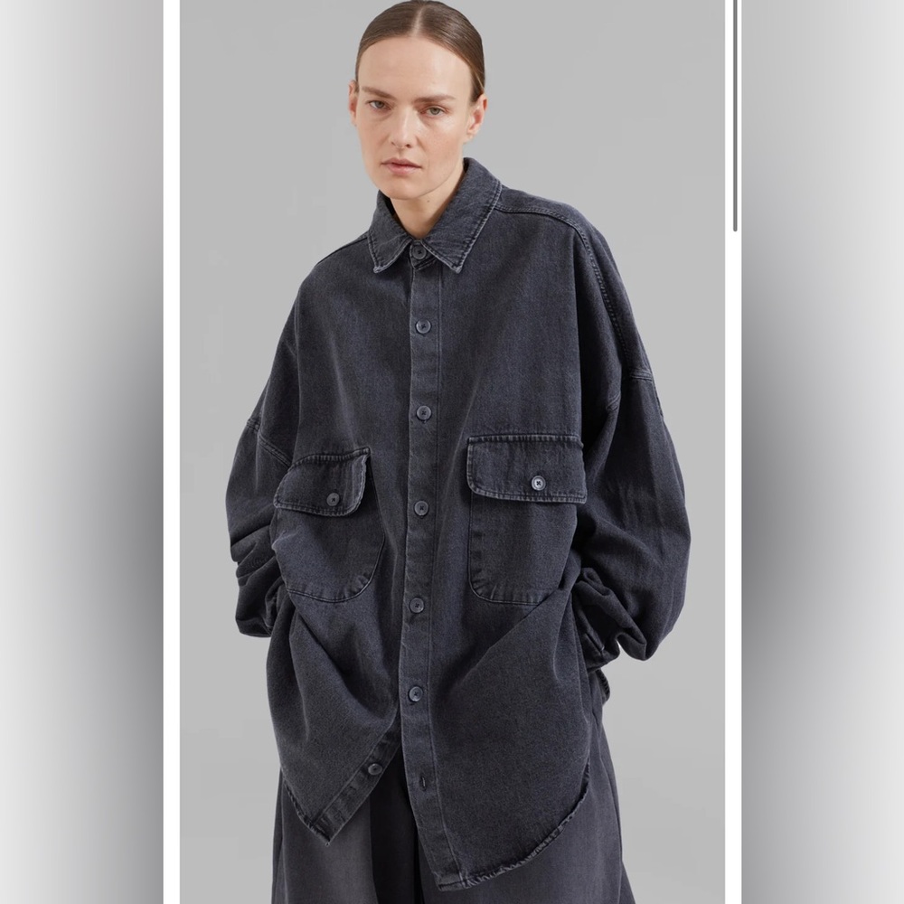 The Frankie Shop DALLAS DENIM OVERSHIRT - DARK GREY